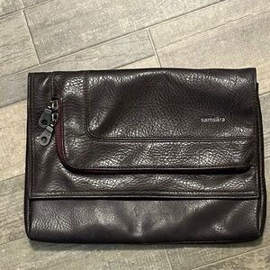 Dark Brown Leather Look Oversized Clutch Boho office vibes